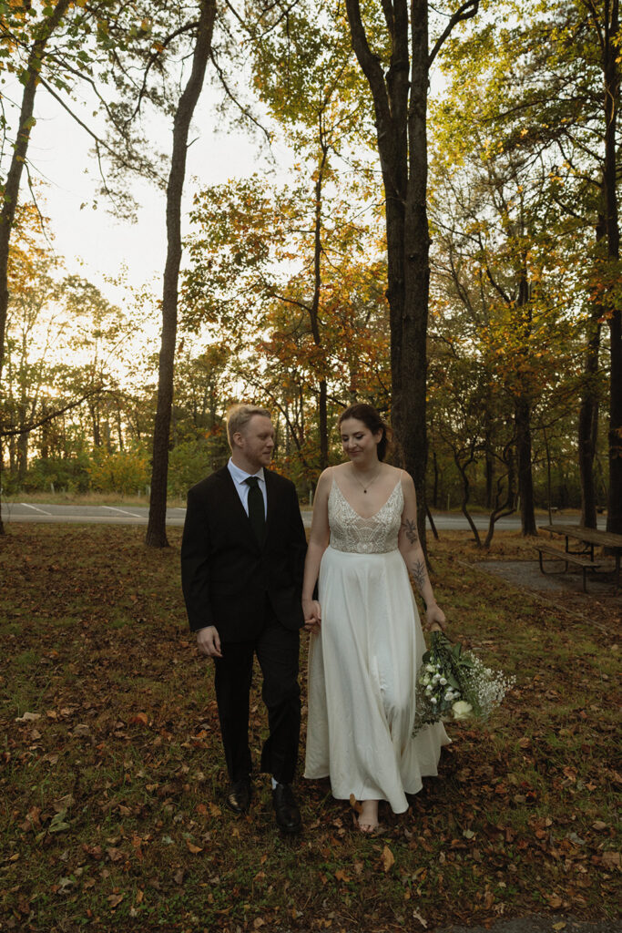 couple eloping in the fall